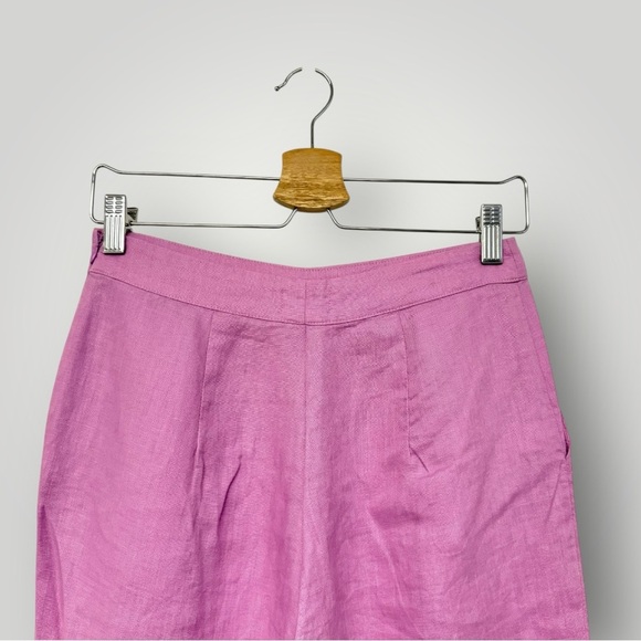 NA-KD Romee Strijd 100% Linen Straight Linen Trousers Lilac Pink Sz Small - Picture 8 of 16
